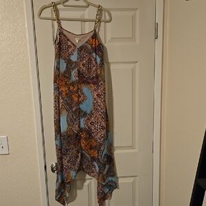 Print Dress with Chain Straps